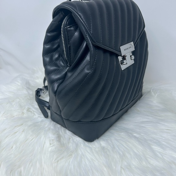 Michael Kors Rose Medium Chain Backpack Bag (Black/Silver) main image 7